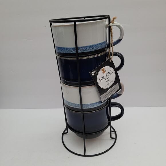 Boston Warehouse Stacking 16oz Microwave Safe Cups - Picture 1 of 10